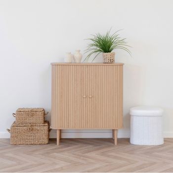 Nikko Pine Wood Curved Fluted 80cm 2 Door Small Sideboard