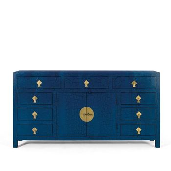 Pesaro Blue Mango Wood 180cm 2 Door Extra Large Sideboard