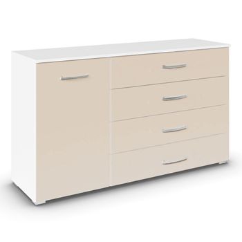 Aditio Alpine White and Champagne 120cm 1 Door 4 Drawer Medium Sideboard