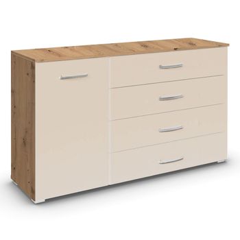 Aditio Artisan Oak and Champagne 120cm 1 Door 4 Drawer Medium Sideboard