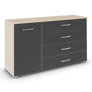 Aditio Champagne and Metallic Dark Grey 120cm 1 Door 4 Drawer Medium Sideboard