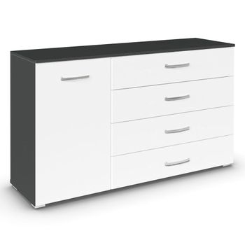 Aditio Metallic Dark Grey and Alpine White 120cm 1 Door 4 Drawer Medium Sideboard