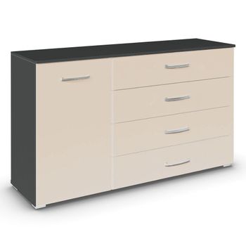 Aditio Metallic Dark Grey and Champagne 120cm 1 Door 4 Drawer Medium Sideboard