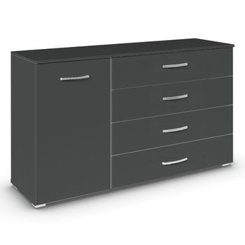 Aditio Metallic Dark Grey 120cm 1 Door 4 Drawer Medium Sideboard