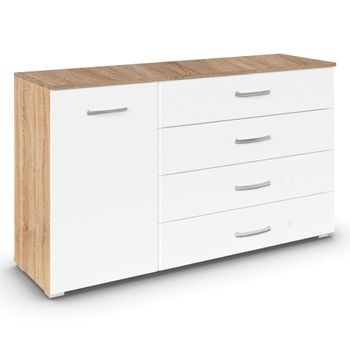 Aditio Sonoma Oak and Alpine White 120cm 1 Door 4 Drawer Medium Sideboard