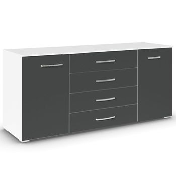 Aditio Alpine White and Metallic Dark Grey 160cm 2 Door Large Sideboard