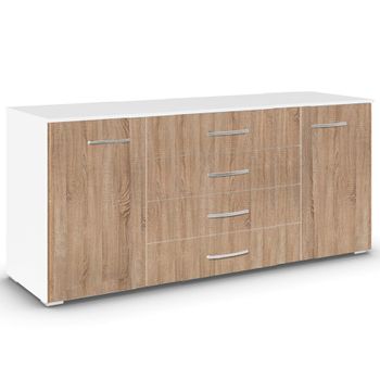 Aditio Alpine White and Sonoma Oak 160cm 2 Door Large Sideboard