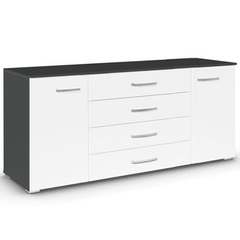 Aditio Metallic Dark Grey and Alpine White 160cm 2 Door Large Sideboard