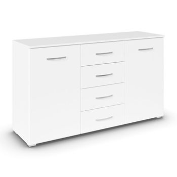 Aditio Alpine White 120cm 2 Door 4 Drawer Medium Sideboard
