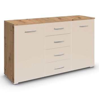 Aditio Artisan Oak and Champagne 120cm 2 Door 4 Drawer Medium Sideboard