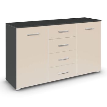 Aditio Metallic Dark Grey and Champagne 120cm 2 Door 4 Drawer Medium Sideboard
