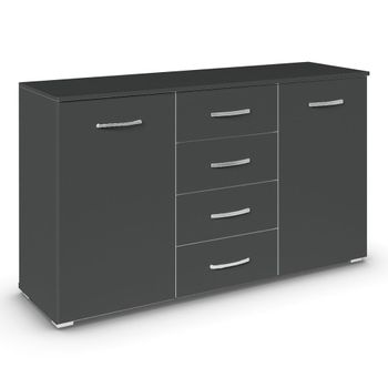 Aditio Metallic Dark Grey 120cm 2 Door 4 Drawer Medium Sideboard