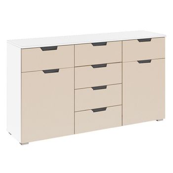 Aditio Alpine White and Champagne 120cm 2 Door 6 Drawer Medium Sideboard