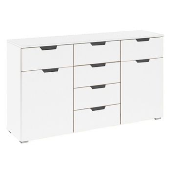 Aditio Alpine White 120cm 2 Door 6 Drawer Medium Sideboard