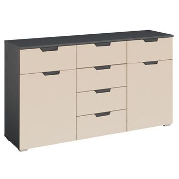 Aditio Metallic Dark Grey and Champagne 120cm 2 Door 6 Drawer Medium Sideboard