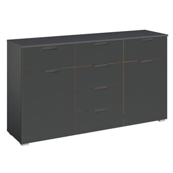 Aditio Metallic Dark Grey 120cm 2 Door 6 Drawer Medium Sideboard