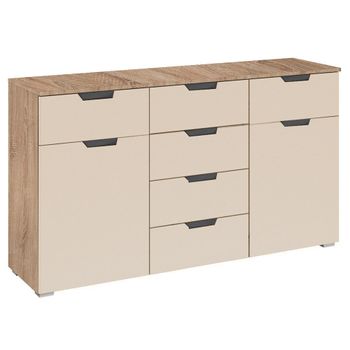 Aditio Sonoma Oak and Champagne 120cm 2 Door 6 Drawer Medium Sideboard