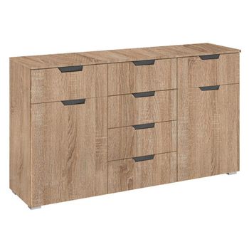 Aditio Sonoma Oak 120cm 2 Door 6 Drawer Medium Sideboard