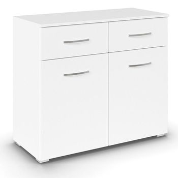 Aditio Alpine White 80cm 2 Door 2 Drawer Small Sideboard