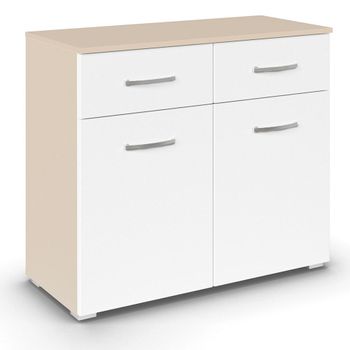 Aditio Champagne and Alpine White 80cm 2 Door 2 Drawer Small Sideboard