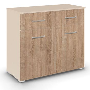 Aditio Champagne and Sonoma Oak 80cm 2 Door 2 Drawer Small Sideboard