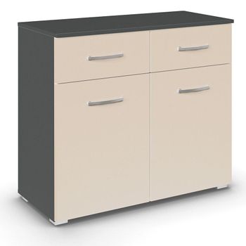 Aditio Metallic Dark Grey and Champagne 80cm 2 Door 2 Drawer Small Sideboard