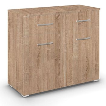 Aditio Sonoma Oak 80cm 2 Door 2 Drawer Small Sideboard