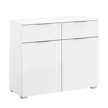 Alabama Alpine White 80cm 2 Door 2 Drawer Small Sideboard