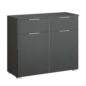 Alabama Metallic Dark Grey 80cm 2 Door 2 Drawer Small Sideboard