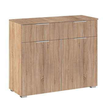 Alabama Sonoma Oak 80cm 2 Door 2 Drawer Small Sideboard