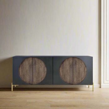 Refton Carved Dark Mango Wood 173cm 4 Door Large Sideboard