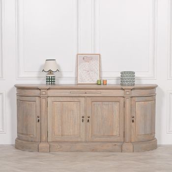 Rustic Wooden 4 Door Large Curved Sideboard