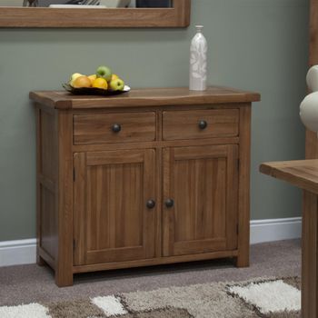 Rustic Oak 100cm 2 Door Small Sideboard