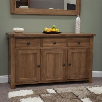 Rustic Oak 139cm 3 Door Medium Sideboard