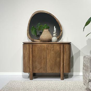 Salano Natural Mango Wood 2 Door Small Curved Sideboard