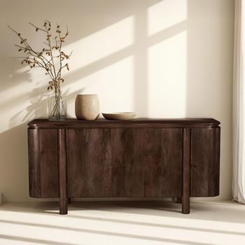Salano Chestnut Mango Wood 4 Door Large Curved Sideboard