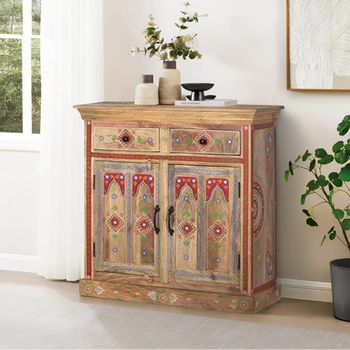 Sassari Painted Mango Wood 90cm 2 Door Small Sideboard