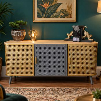 Gold Metal Low 118cm 3 Door Sideboard
