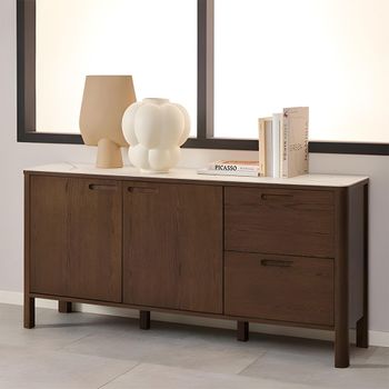 Southampton Ceramic Top Dark Oak 160cm 2 Door Large Sideboard