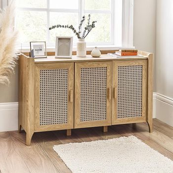 Sydney Faux Rattan 120cm 3 Door Small Sideboard