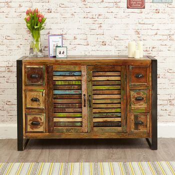 Urban Chic Reclaimed Wood 2 Door 6 Drawer Sideboard