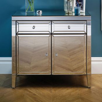 Valencia Mirrored 90cm 2 Door Small Sideboard