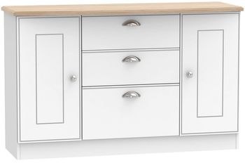 Victoria White and Riviera Oak 2 Door Medium Sideboard