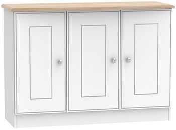 Victoria White and Riviera Oak 3 Door Small Sideboard