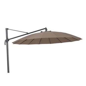 Taupe Aluminium Round Outdoor Cantilever Parasol with Plastic Fillable Base - 300cm