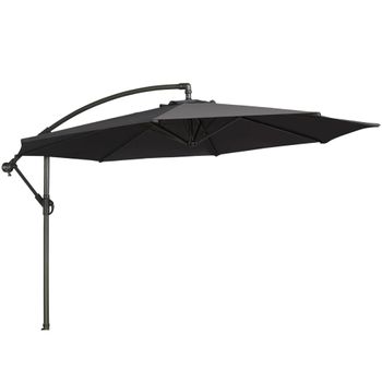 Charcoal Round Outdoor Cantilever Parasol with Granite Base - 300cm