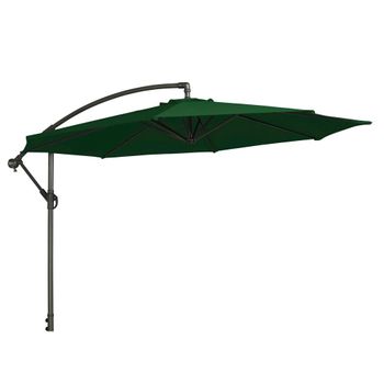 Green Round Outdoor Cantilever Parasol with Granite Base - 300cm