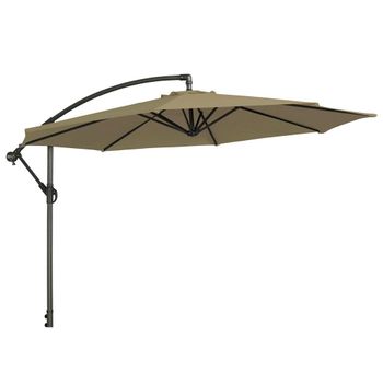 Taupe Round Outdoor Cantilever Parasol with Granite Base - 300cm