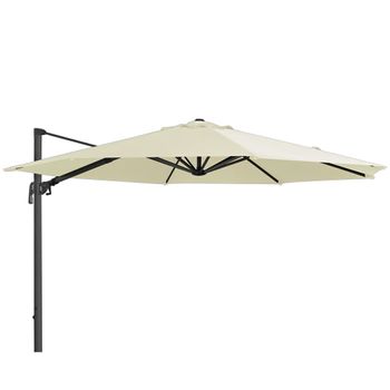 Ecru Aluminium Round Outdoor Cantilever Parasol with Plastic Fillable Base - 350cm