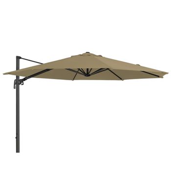 Taupe Aluminium Round Outdoor Cantilever Parasol with Plastic Fillable Base - 350cm